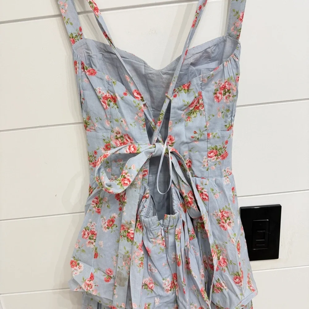 Abercrombie & Fitch Light Blue Floral Tiered Maxi Dress